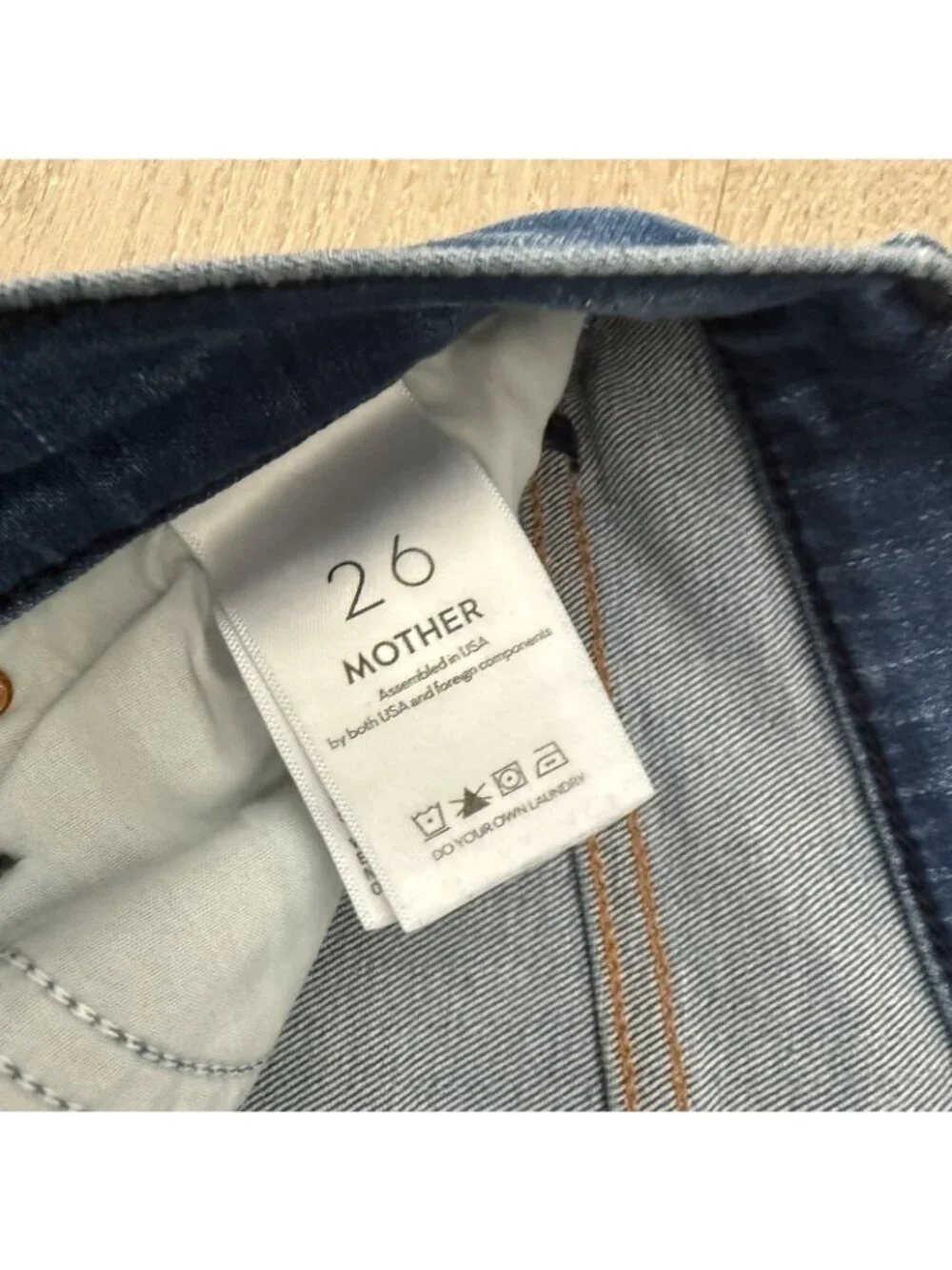 Mother Jeans Size 26 Cropped Raw Hem Blue Denim Cotton Spandex - Picture 7 of 8